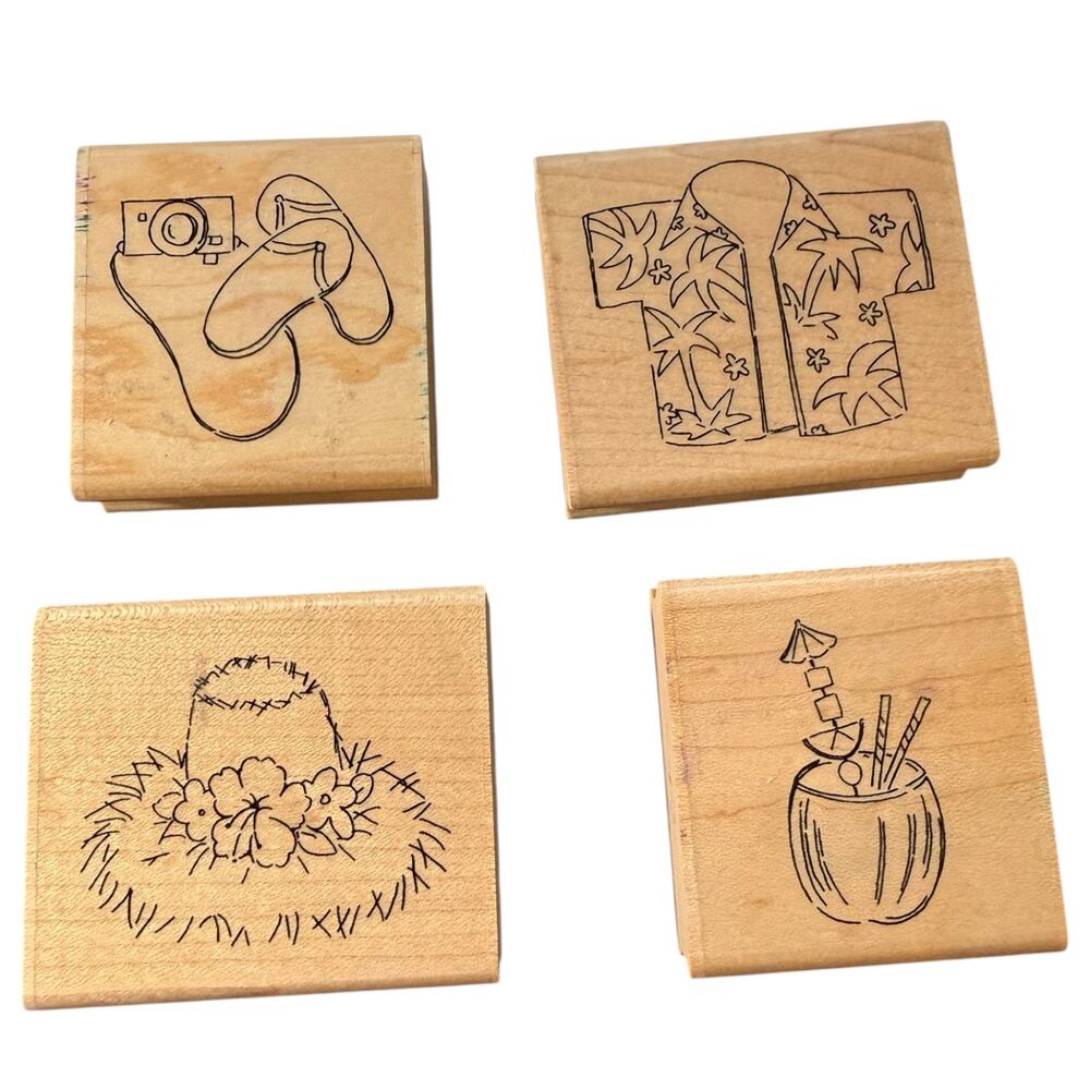 Close To My Heart Tropical Vacation S547 Set of 4 Rubber Stamp Set